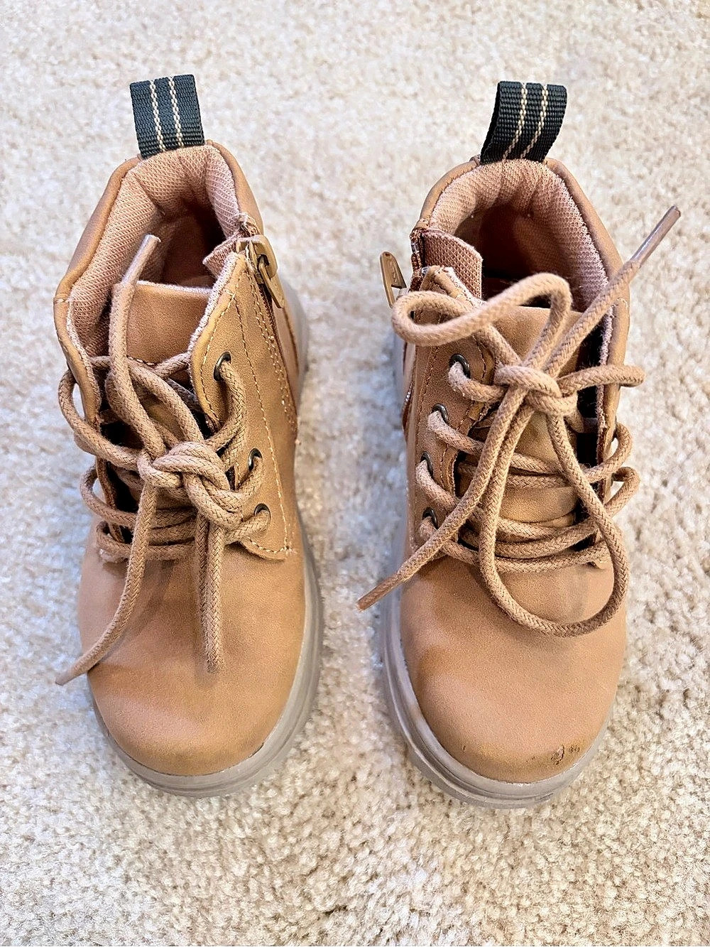 Zara Toddler Tan Lace-Up Lug Sole Ankle Boots Size EU 23 โ approximately US todd